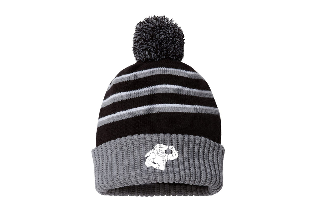 Davie Sharks Wrestling Pom Beanie - Black/Grey