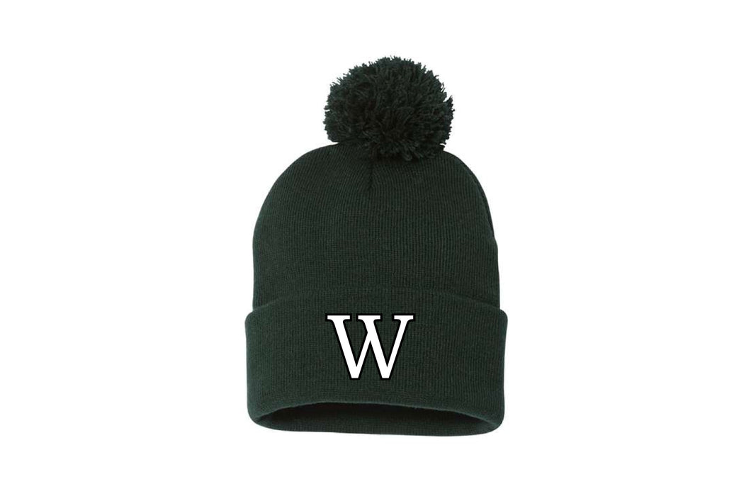 Wachusett Football Pom Beanie - Forest Green