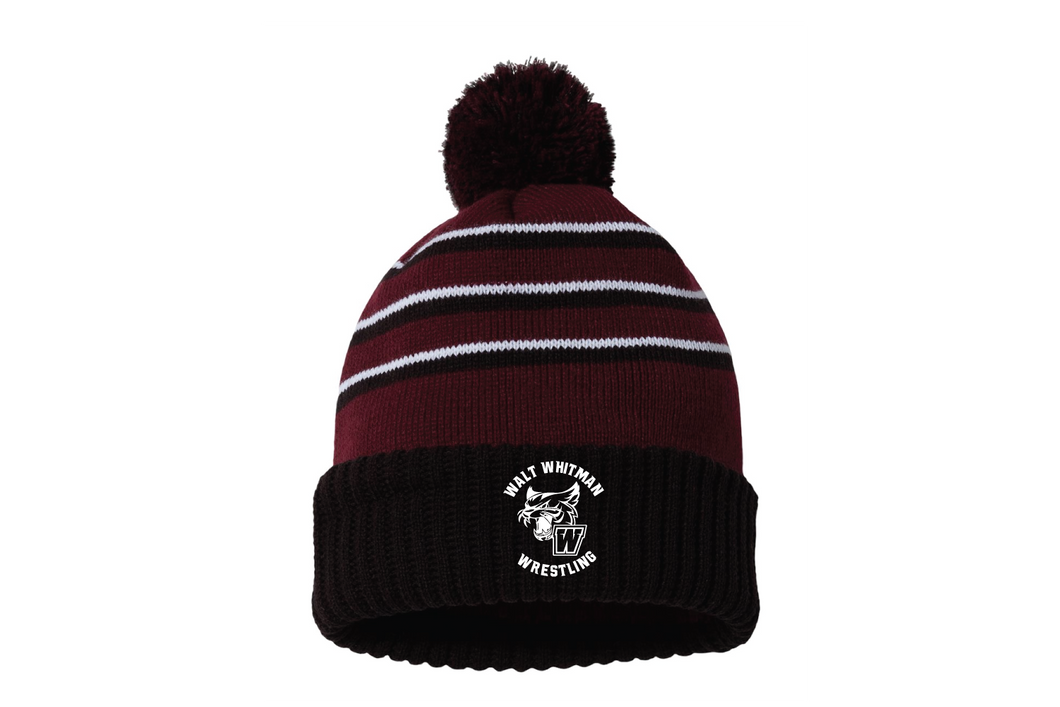 Wildcats Wrestling Pom Beanie - Maroon/Black