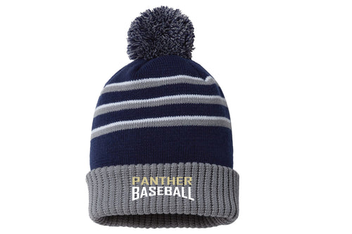 Platt Panther Baseball Pom Beanie - Navy/Gray