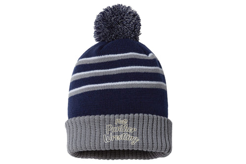 Platt Panther Wrestling Pom Beanie - Navy/Gray