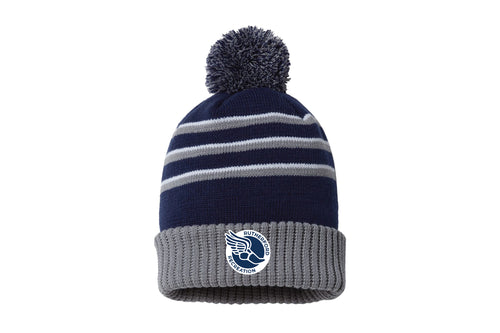 Rutherford Track & Field Pom Beanie - Navy/Grey