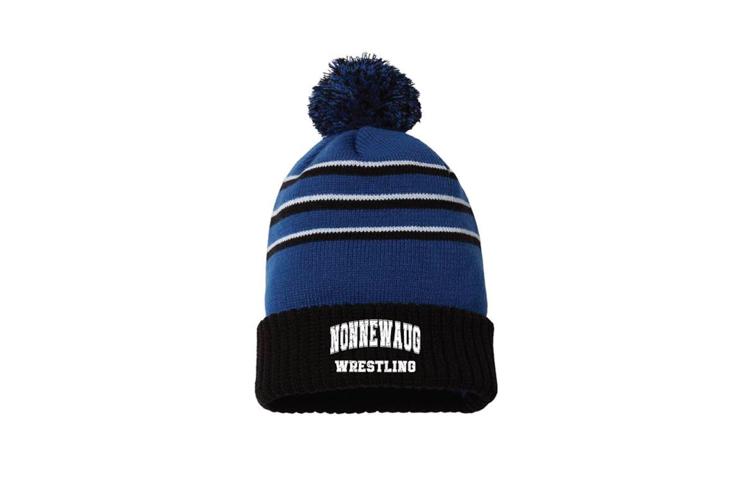 Nonnewaug Wrestling Pom Beanie - Royal/Black