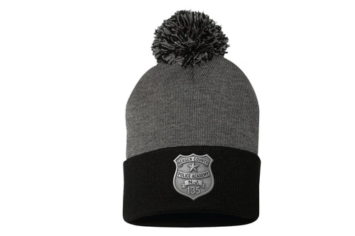 #135 Bergen County Police Academy Pom Beanie -Grey/Black