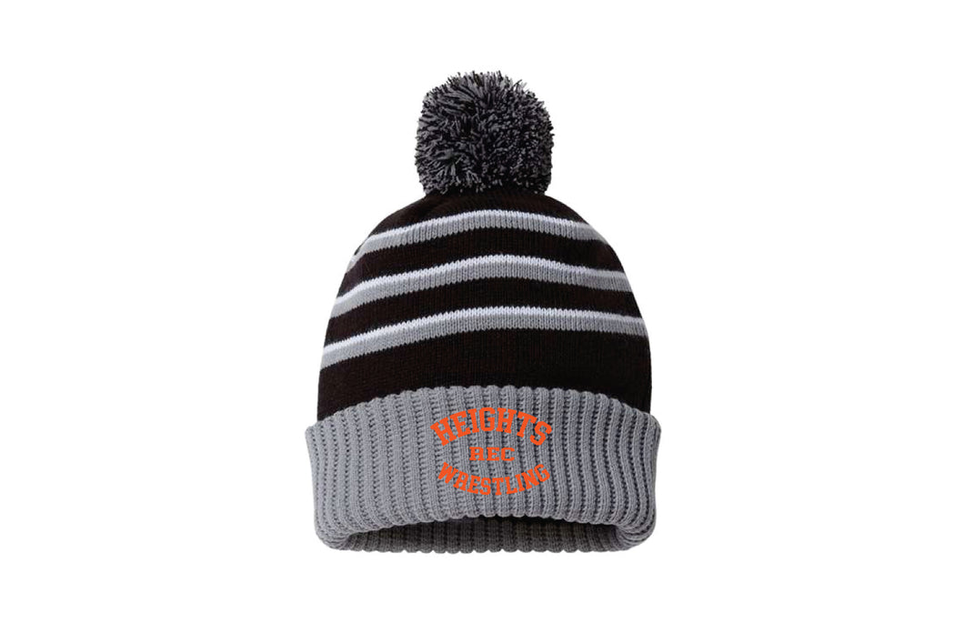 Hasbrouck Heights Wrestling Pom Beanie - Black/Grey