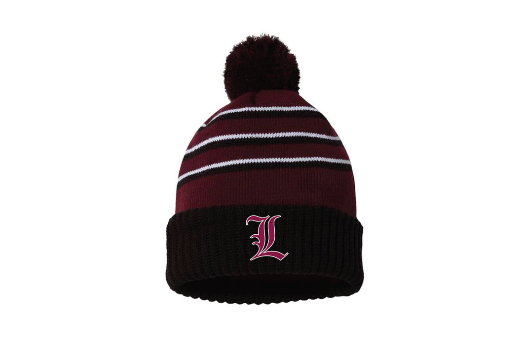 Leonia Baseball Pom Beanie - Maroon/Black