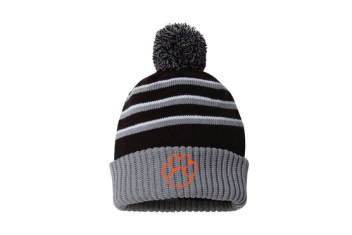 Hackettstown Football Pom Beanie - Black/Grey