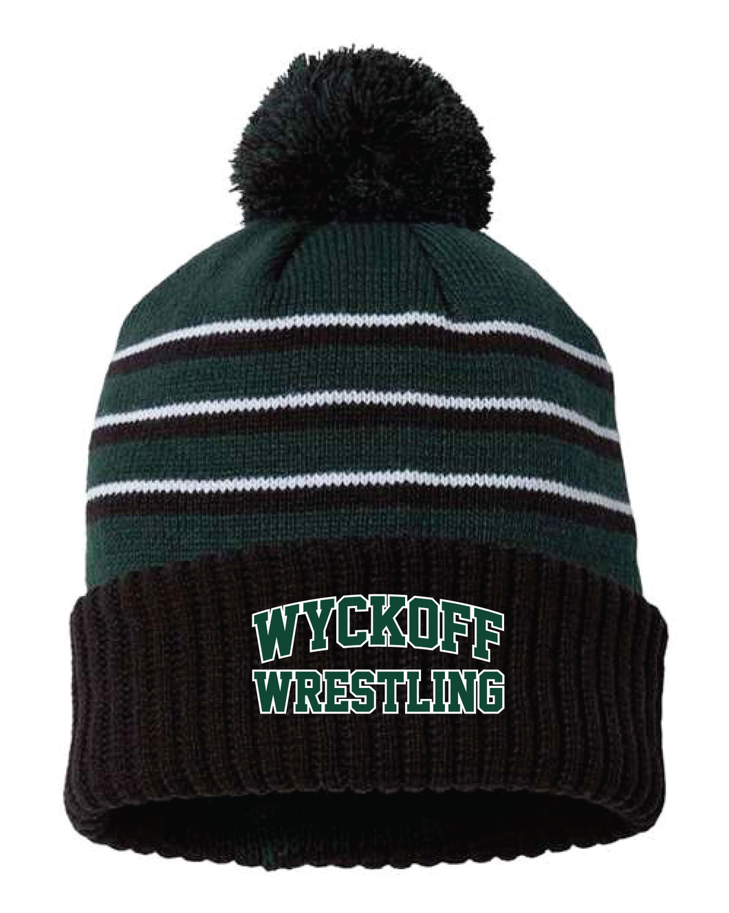 Wyckoff Wrestling Pom Beanie - Black / Dark Green