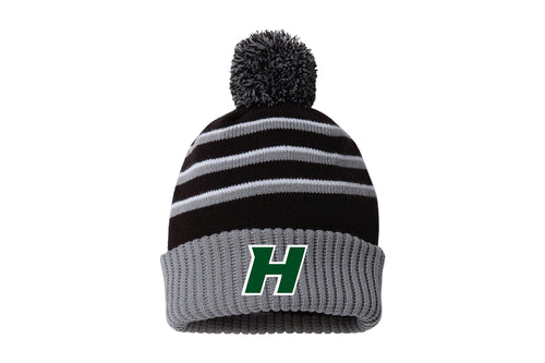 Hopatcong Wrestling Pom Beanie - Grey/Black