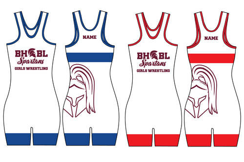 BHBL Wrestling Sublimated Women's Free Style Singlets - Blue / Red