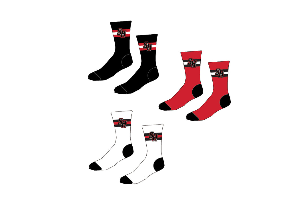 Sleepy Hollow Soccer Sublimated Athletic Socks - Black/Red/White