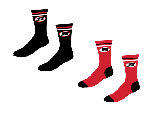 Boonton Wrestling Sublimated Socks - Black/Red