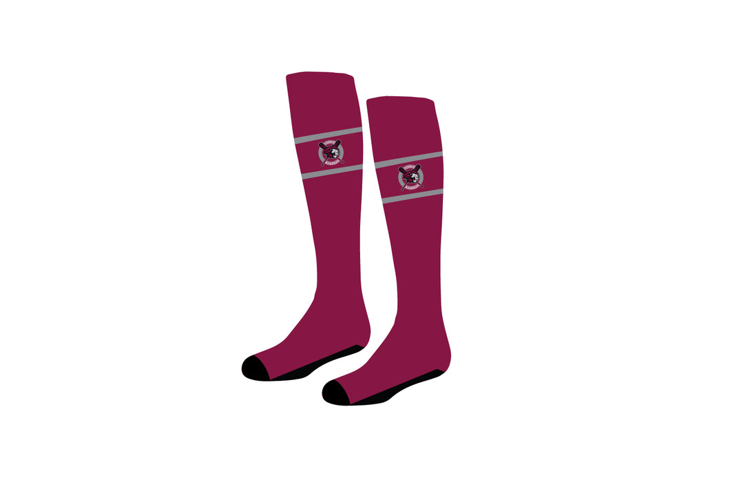 Leonia Baseball Sublimated Knee High Socks - Maroon