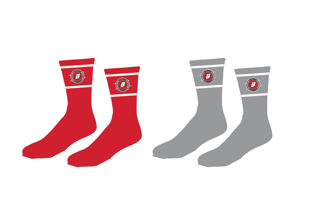 Boonton Wrestling Sublimated Socks - Red/Gray