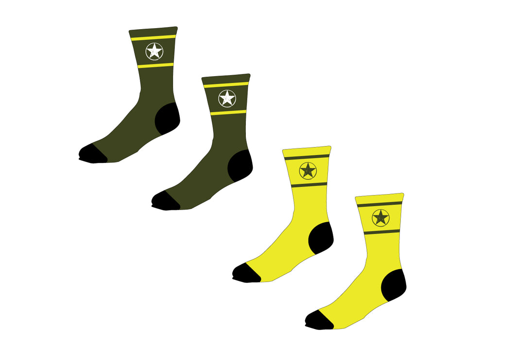 North Shelby Wrestling Sublimated Socks - Army Green/Yellow