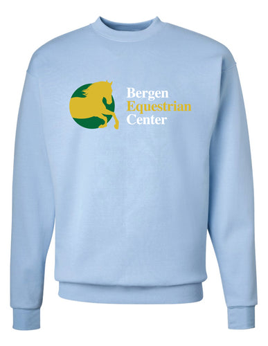 Bergen Equestrian Cotton Crewneck Sweatshirt - Light Blue