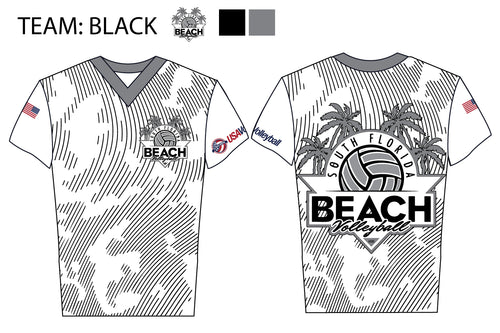 South Florida Beach Volleyball Sublimated Drifit V-Neck Shirt  - Team Black