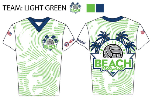 South Florida Beach Volleyball Sublimated Drifit V-Neck Shirt  - Team Light Green