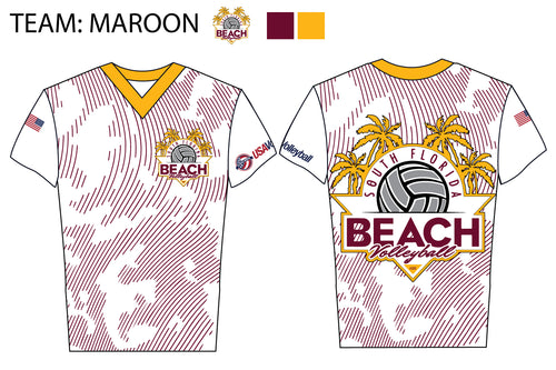 South Florida Beach Volleyball Sublimated Drifit V-Neck Shirt  - Team Maroon