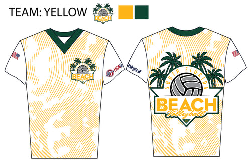 South Florida Beach Volleyball Sublimated Drifit V-Neck Shirt  - Team Yellow