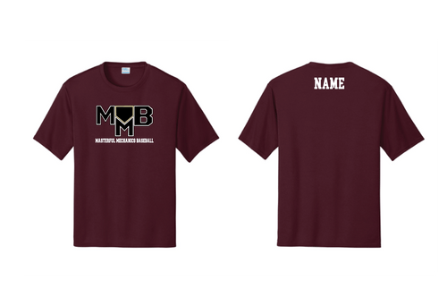 Masterful Mechanics Baseball Dryfit Performance Tee - Maroon