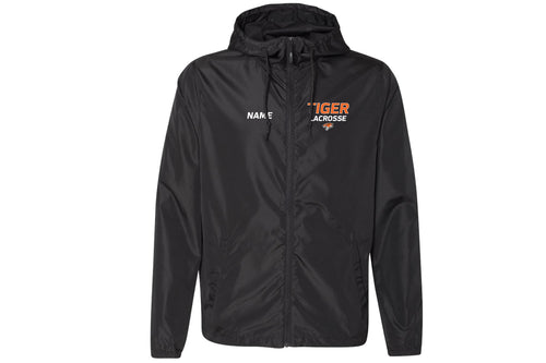 Tiger Lacrosse Windbreaker Full-Zip Jacket - Black
