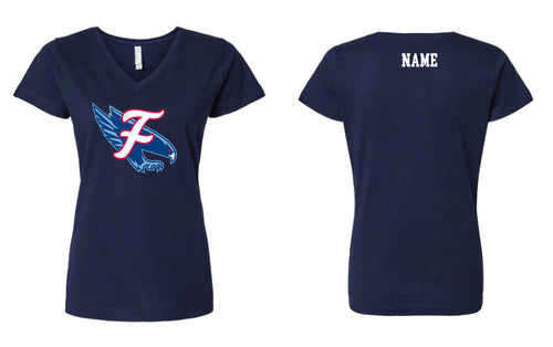 Falcons Baseball Cotton Women's V-Neck Tee - Design 2 (Navy)