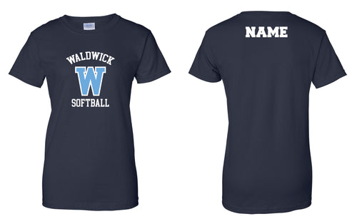 Waldwick Softball Cotton Women's Crew Tee - Navy