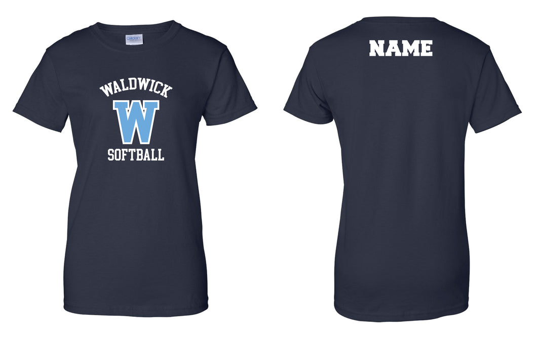 Waldwick Softball Cotton Women's Crew Tee - Navy