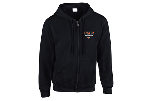 Tiger Lacrosse Full Zip-Up Hoodie - Black