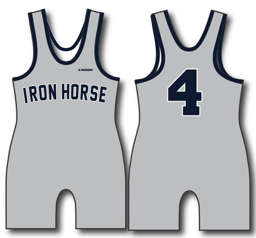 Iron Horse Wrestling Sublimated Singlet - Grey/Navy - 5KounT