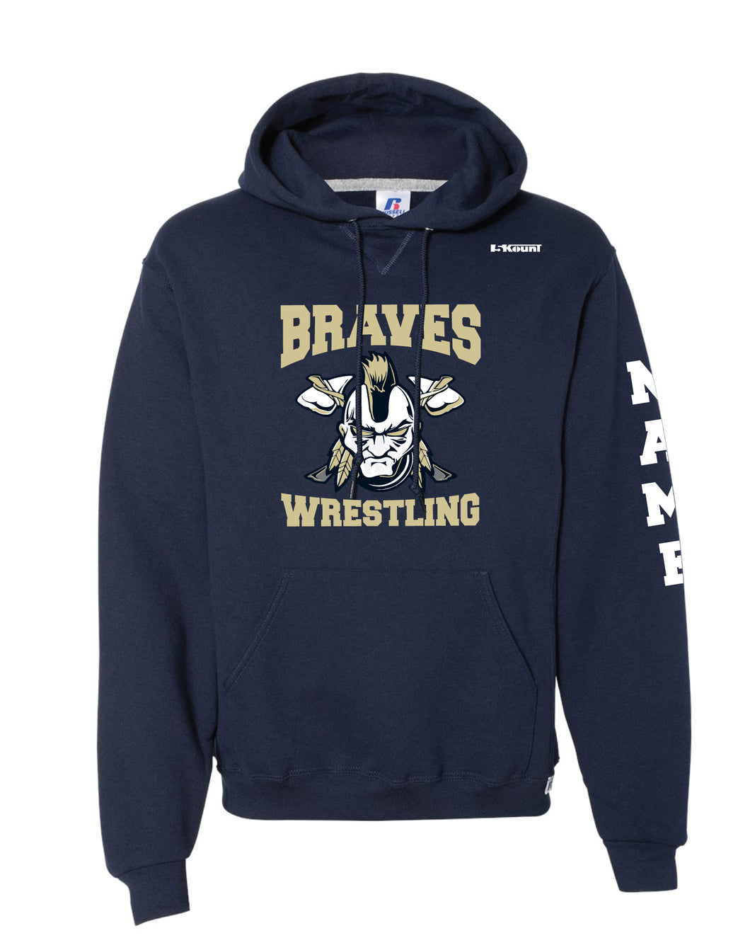 Braves Wrestling Russell Athletic Cotton Hoodie - Navy