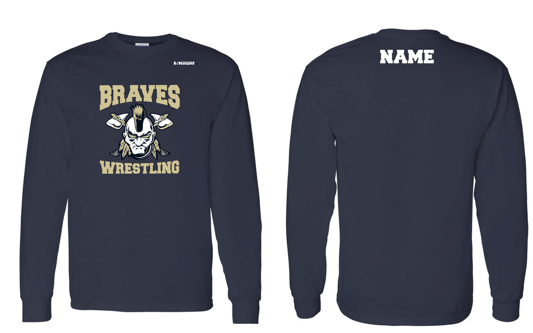Braves Wrestling Cotton Crew Long Sleeve Tee - Navy - 5KounT2018
