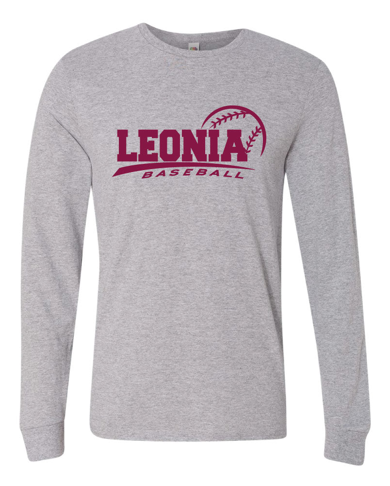 Leonia HS Baseball Cotton Long Sleeve - Athletic Heather Grey - 5KounT2018