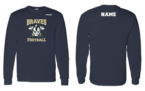 Braves Football Cotton Crew Long Sleeve Tee - Navy Style 1 - 5KounT2018