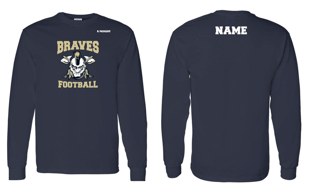Braves Football Cotton Crew Long Sleeve Tee - Navy Style 1 - 5KounT2018
