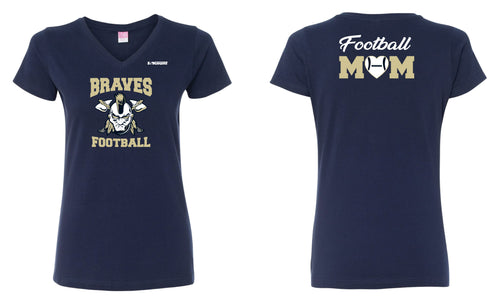 Braves Football Mom Cotton Women's V-Neck Tee - Navy Style 1 - 5KounT2018