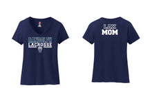 Randolph Lacrosse Mom Cotton V-Neck T-Shirt - Wow Pink/Navy - 5KounT2018