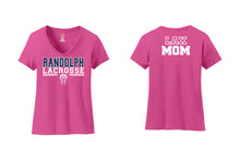 Randolph Lacrosse Mom Cotton V-Neck T-Shirt - Wow Pink/Navy - 5KounT2018