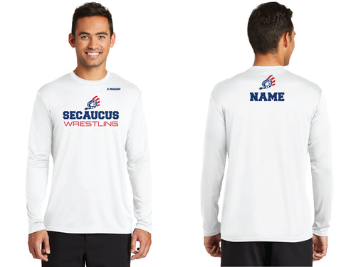 Secaucus High School Wrestling Longsleeve Dryfit Performance Tee - White - 5KounT2018