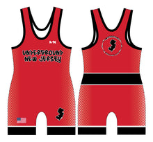 NJ Underground Wrestling Club Sublimated Men's Singlet v2 (Front Logo)- Black/White/Red - 5KounT