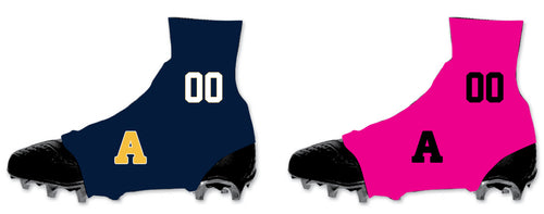 Andover Warriors Football Sublimated Spats (Cleat Covers) - Navy/Pink - 5KounT2018