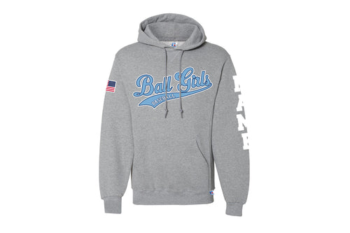 Ball Girls Baseball Russell Athletic Cotton Hoodie - Oxford Gray - 5KounT