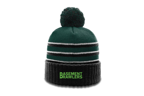 Basement Brawlers Wrestling Club Pom Beanie - Dark Green/Black/White - 5KounT