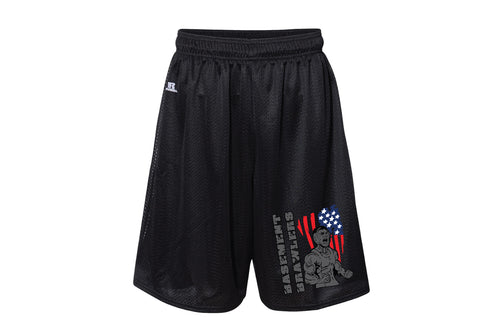 Basement Brawlers Wrestling Club Russell Athletic Tech Shorts - Black - 5KounT