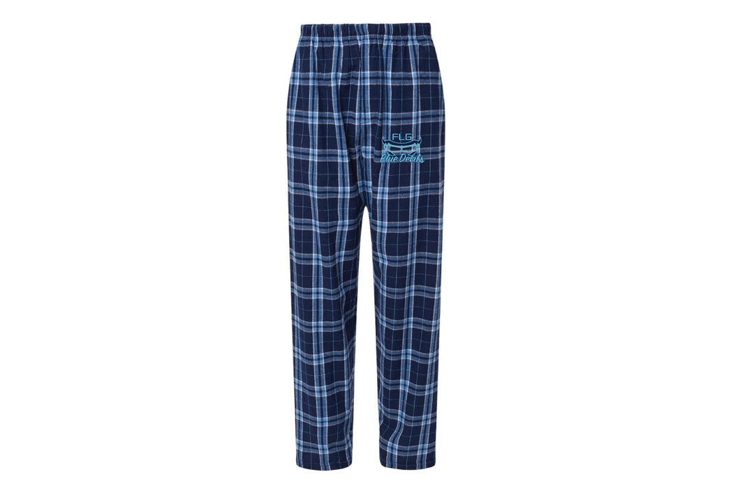 Blue Devils Lax Flannel Mens Pajama Pants - Navy and Columbia blue