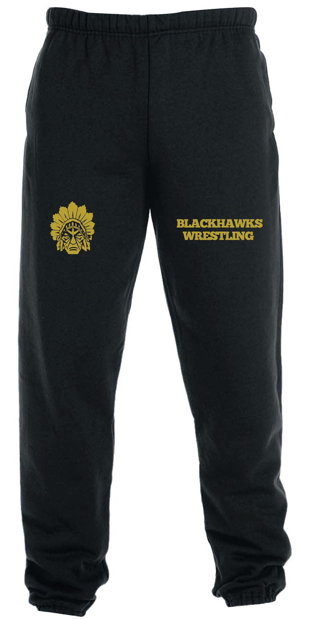 BlackHawks Wrestling Cotton Sweatpants - Black - 5KounT