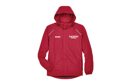 Cliffside Park Raiders Football Men's Hooded Rain Jacket - Red