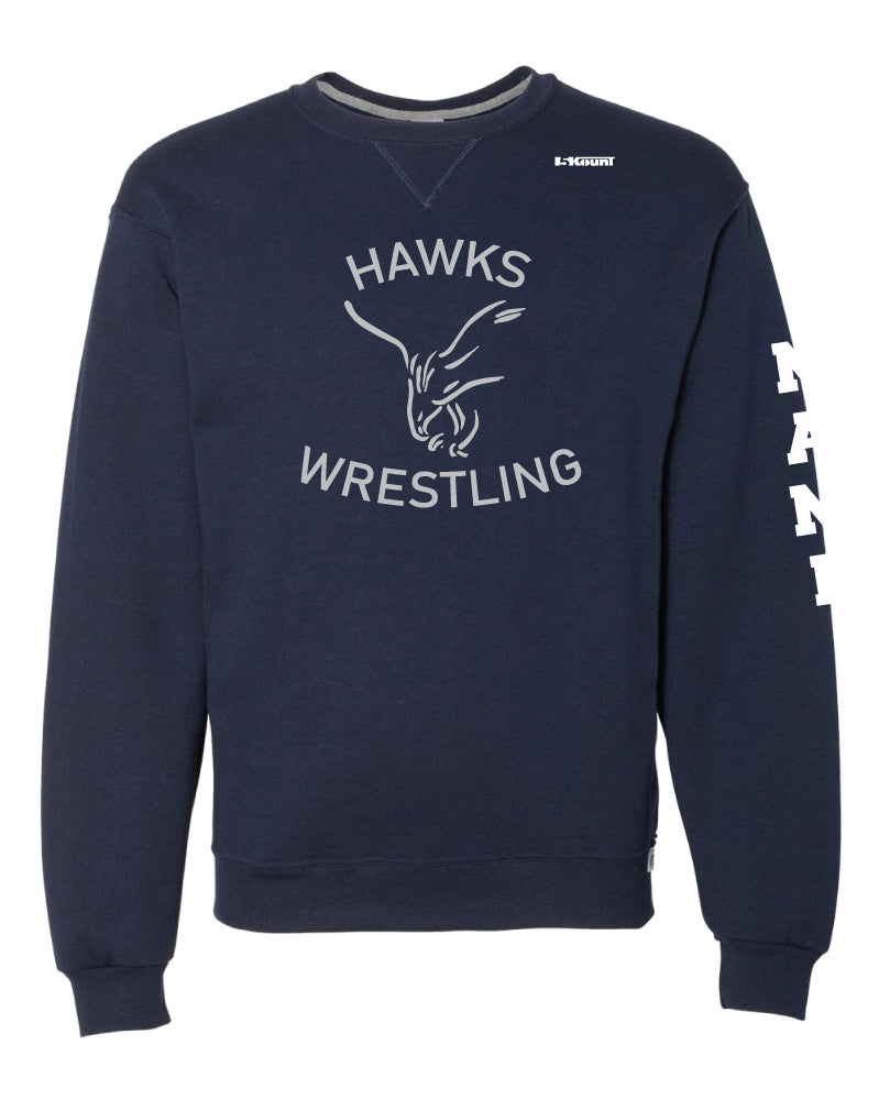 CMS Hawks Wrestling Russell Athletic Cotton Crewneck Sweatshirt - Navy - 5KounT2018