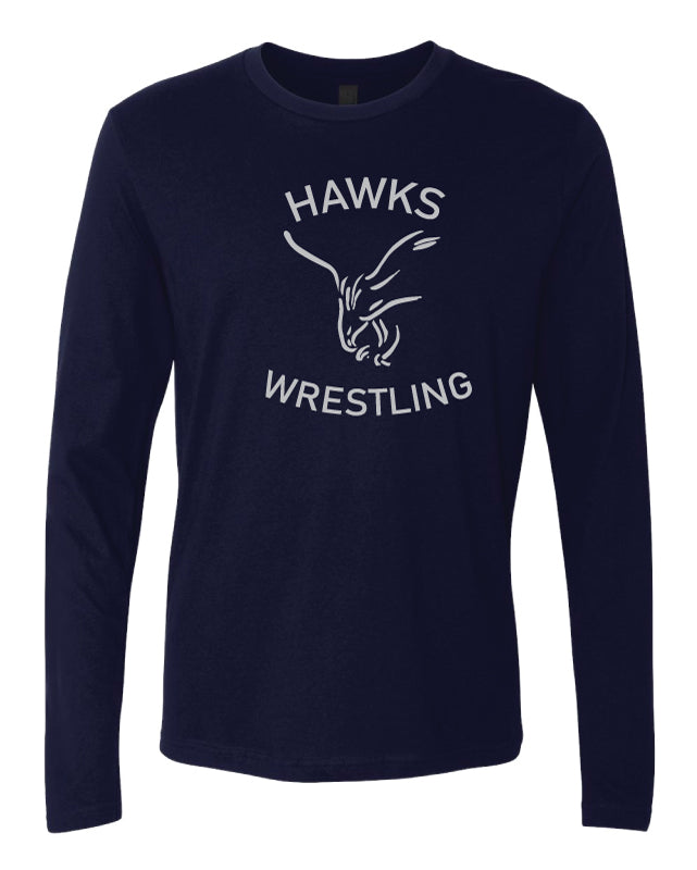 CMS Hawks Wrestling Long Sleeve Cotton Crew - Navy - 5KounT